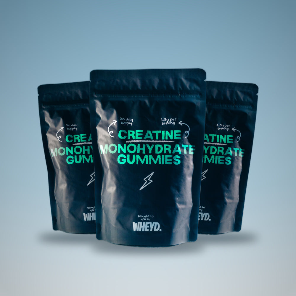 Three bags of WHEYD Creatine Gummies: the 90-Day Stack
